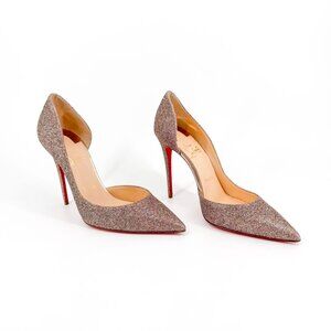 Christian Louboutin Iriza 100 Pumps Size 39 US 9 Glitter Half D'Orsay High Heel